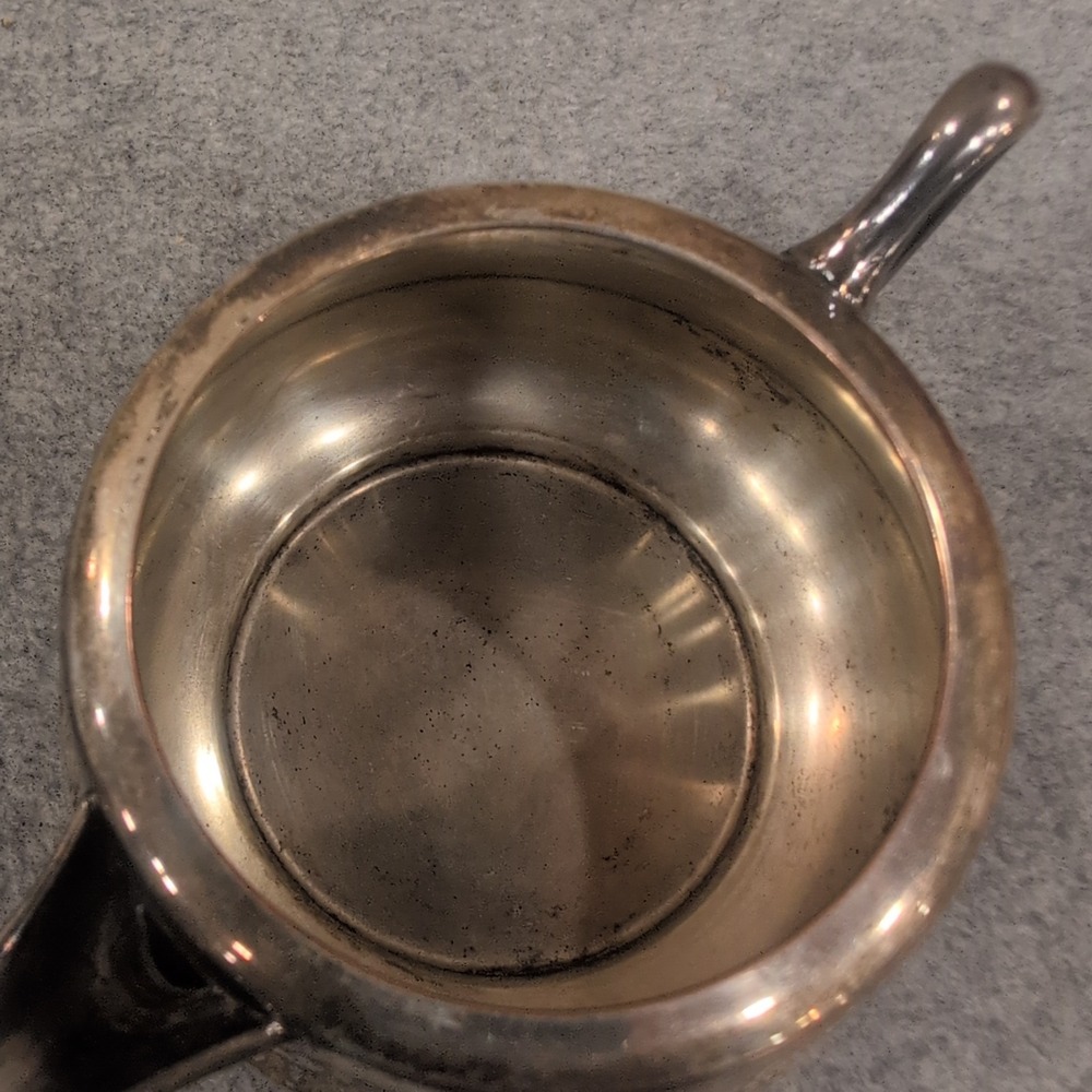 Vintage Stacking Silverplate Teapot and Sugar Bowl Set Wolf Crown Hallmarks - Picture 5 of 9